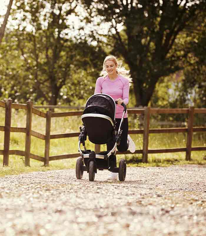 running with a buggy after baby